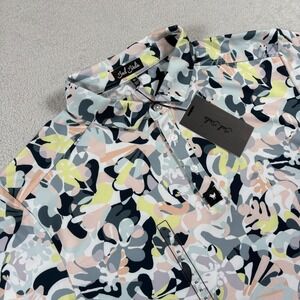 Bad Birdie Savannah Swing Core Polo Shirt‎ Mens XL Multi Abstract Floral Stretch